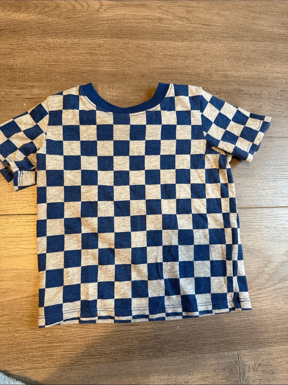 Kids Blue and Cream Checkerboard Short Sleeve Tee